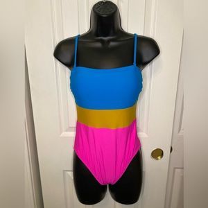 J Crew Neon color block Visit bathing suit Size 4